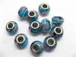 100 Skyblue Murano Flower Round Glass European Beads be-g320