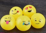 12 Funny Squishy Vivid Yellow smile face emoji Sticky Toys Mixed