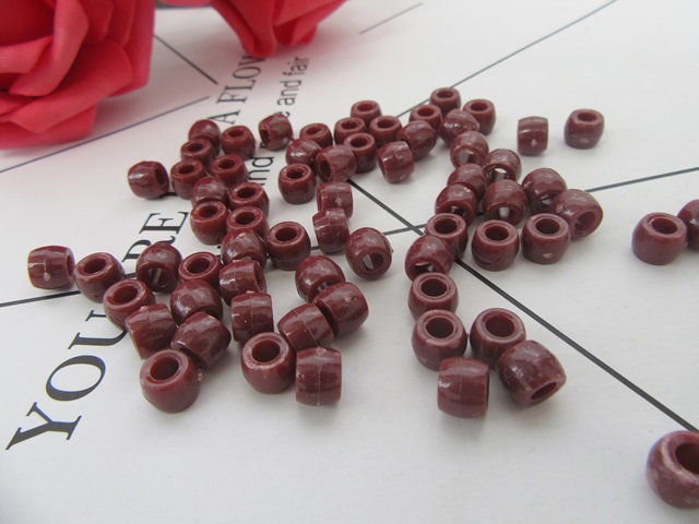 2100 New Plastic Coffee Barrel Pony Beads 6x8mm - Click Image to Close