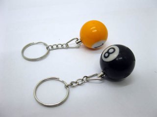 16 Billiard Ball 25mm Dia. Key Rings Mixed Colour - Click Image to Close