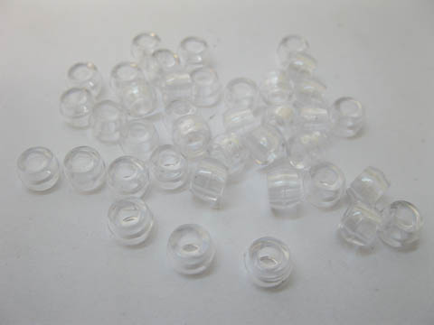 2100Pcs Transparent Clear Barrel Pony Beads 6x8mm - Click Image to Close