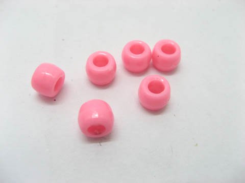 2000 New Pink Plastic Barrel Pony Beads 6x8mm - Click Image to Close